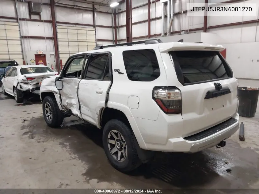 2022 Toyota 4Runner Trd Off Road VIN: JTEPU5JR3N6001270 Lot: 40068972