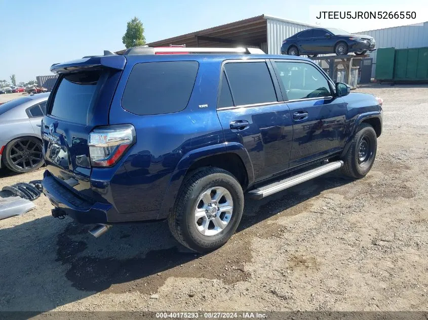 2022 Toyota 4Runner Sr5 VIN: JTEEU5JR0N5266550 Lot: 40175293