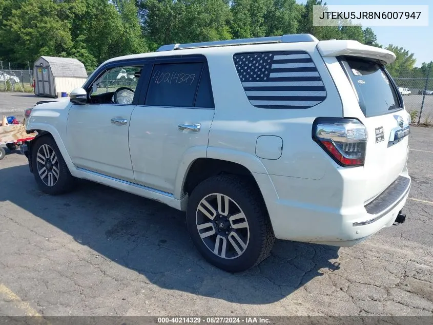 2022 Toyota 4Runner Limited VIN: JTEKU5JR8N6007947 Lot: 40214329