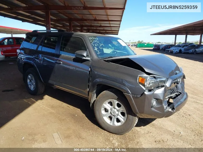 2022 Toyota 4Runner Sr5 VIN: JTEEU5JR8N5259359 Lot: 40395744