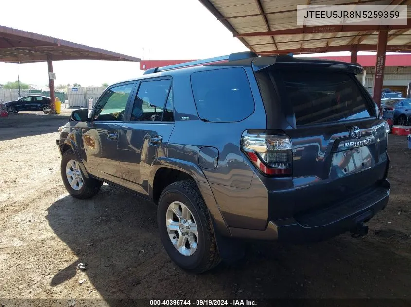 2022 Toyota 4Runner Sr5 VIN: JTEEU5JR8N5259359 Lot: 40395744