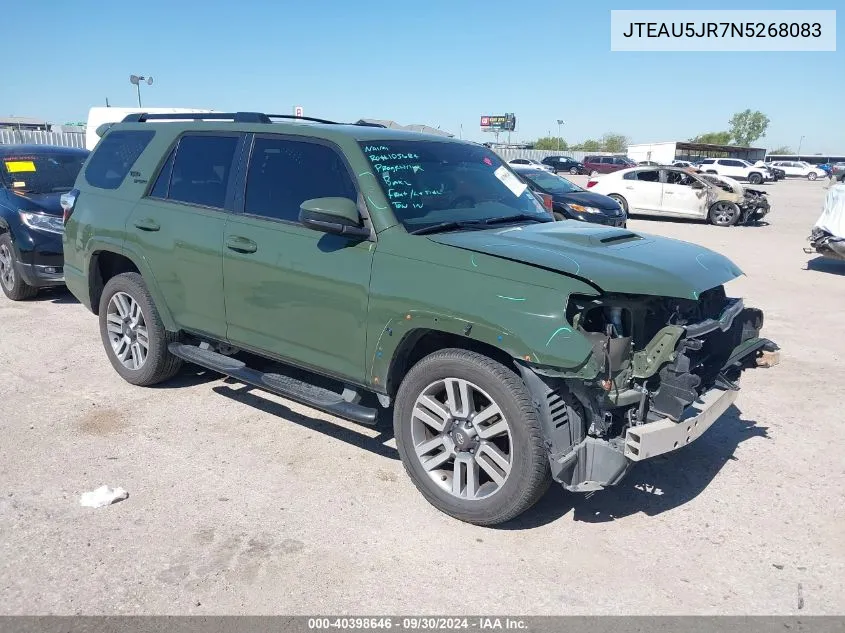 2022 Toyota 4Runner Trd Sport/Sr5 Premium VIN: JTEAU5JR7N5268083 Lot: 40398646