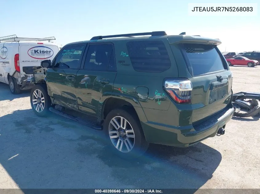 2022 Toyota 4Runner Trd Sport/Sr5 Premium VIN: JTEAU5JR7N5268083 Lot: 40398646