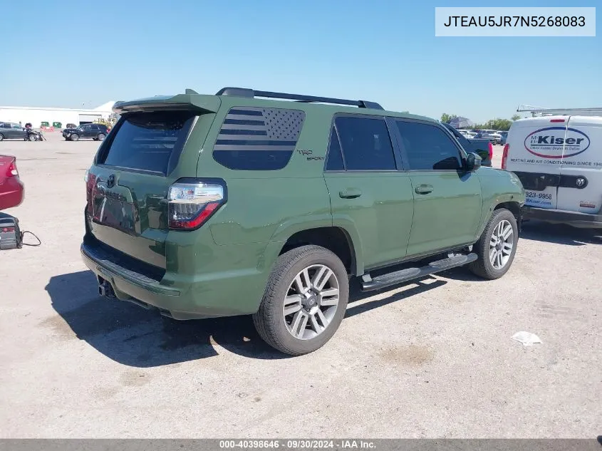 2022 Toyota 4Runner Trd Sport/Sr5 Premium VIN: JTEAU5JR7N5268083 Lot: 40398646