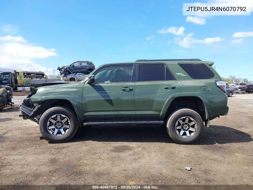 2022 Toyota 4Runner Trd Off Road VIN: JTEPU5JR4N6070792 Lot: 40407972