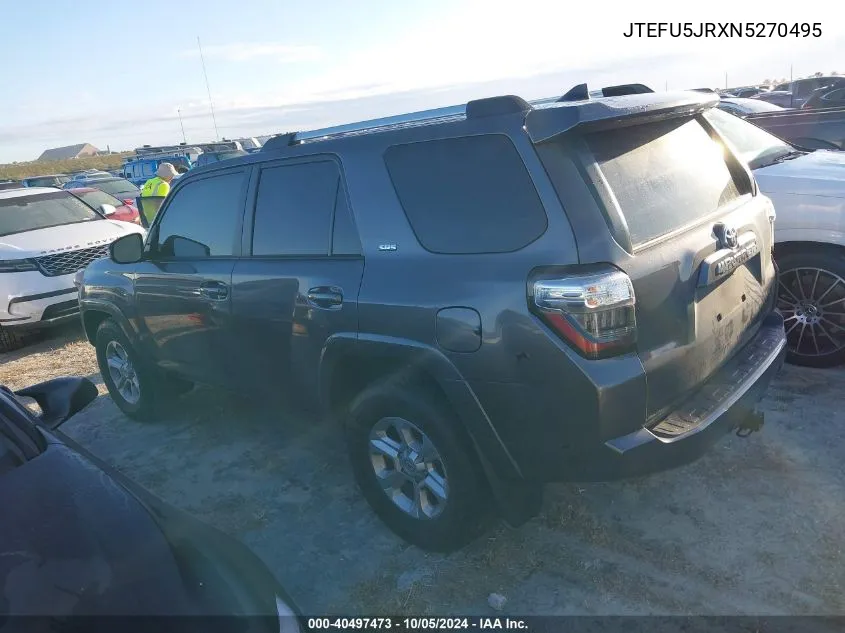 2022 Toyota 4Runner Sr5/Trd Sport/Trail/Sr5 P VIN: JTEFU5JRXN5270495 Lot: 40497473