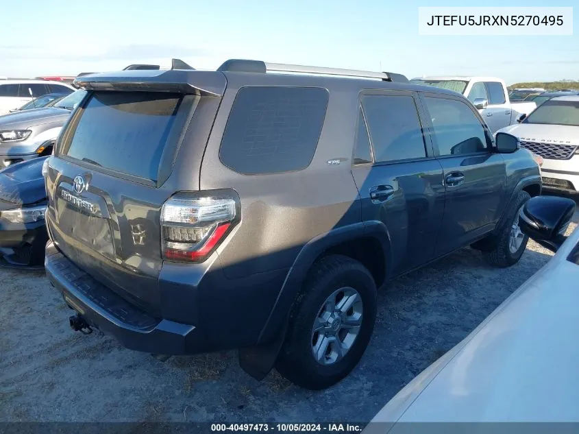 2022 Toyota 4Runner Sr5/Trd Sport/Trail/Sr5 P VIN: JTEFU5JRXN5270495 Lot: 40497473