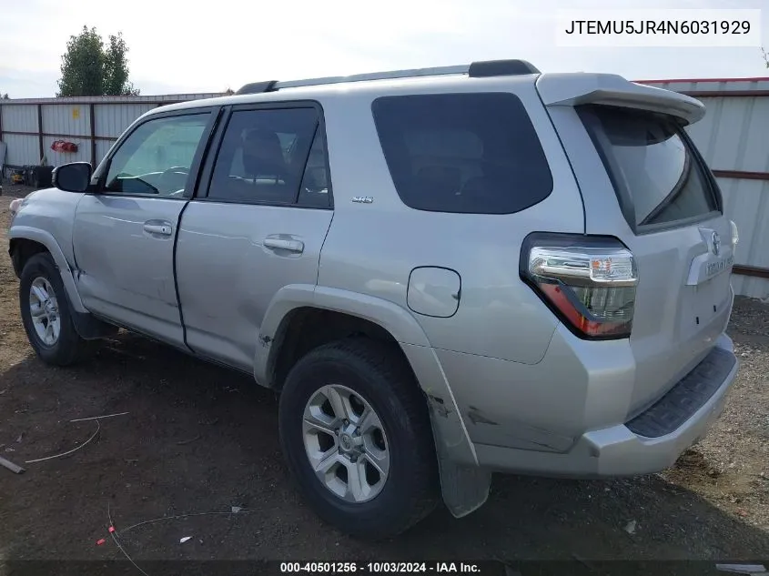 JTEMU5JR4N6031929 2022 Toyota 4Runner Sr5