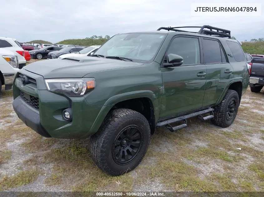 2022 Toyota 4Runner Trd Off Road Premium VIN: JTERU5JR6N6047894 Lot: 40532580