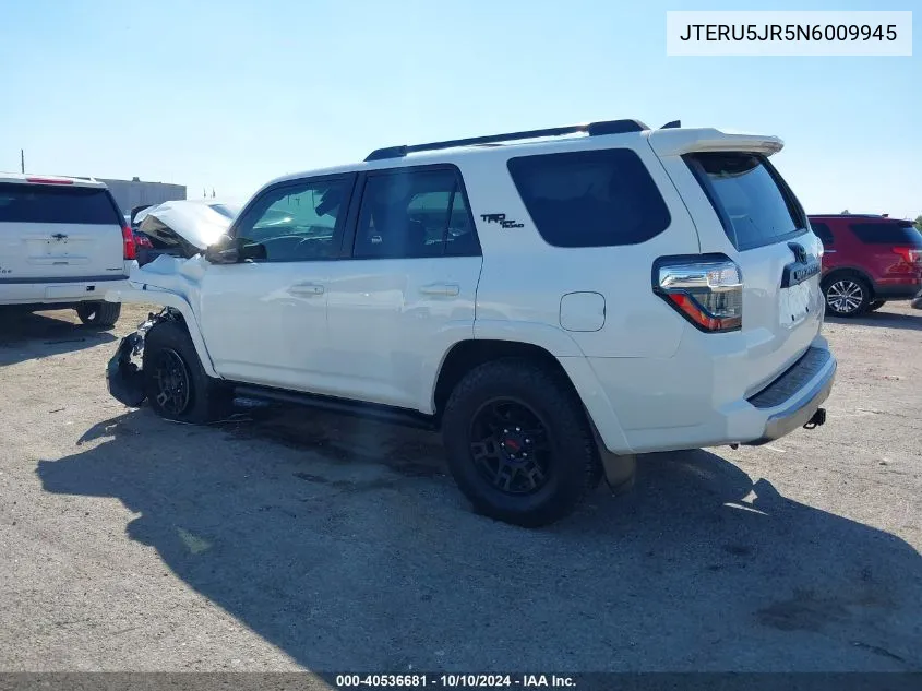 2022 Toyota 4Runner Trd Off Road Premium VIN: JTERU5JR5N6009945 Lot: 40536681