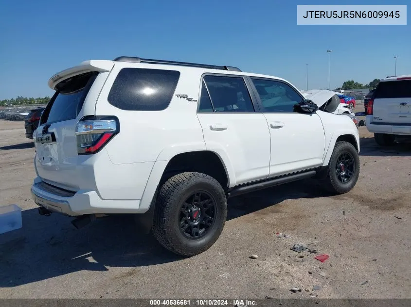 2022 Toyota 4Runner Trd Off Road Premium VIN: JTERU5JR5N6009945 Lot: 40536681