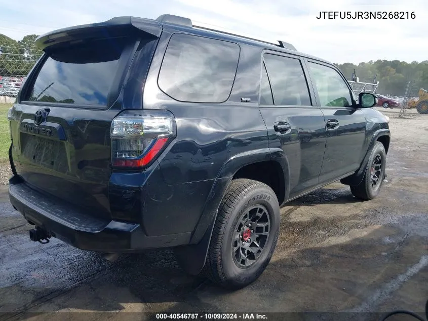 2022 Toyota 4Runner Sr5 Premium VIN: JTEFU5JR3N5268216 Lot: 40546787