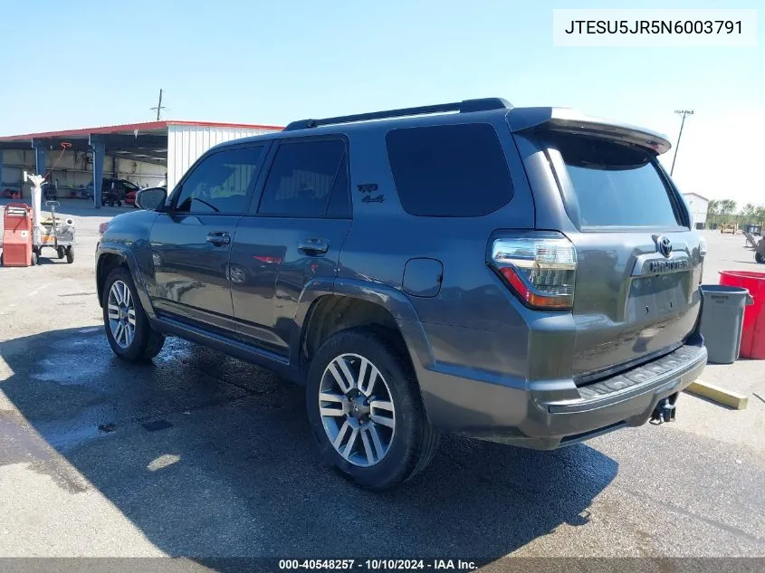 2022 Toyota 4Runner Trd Sport VIN: JTESU5JR5N6003791 Lot: 40548257