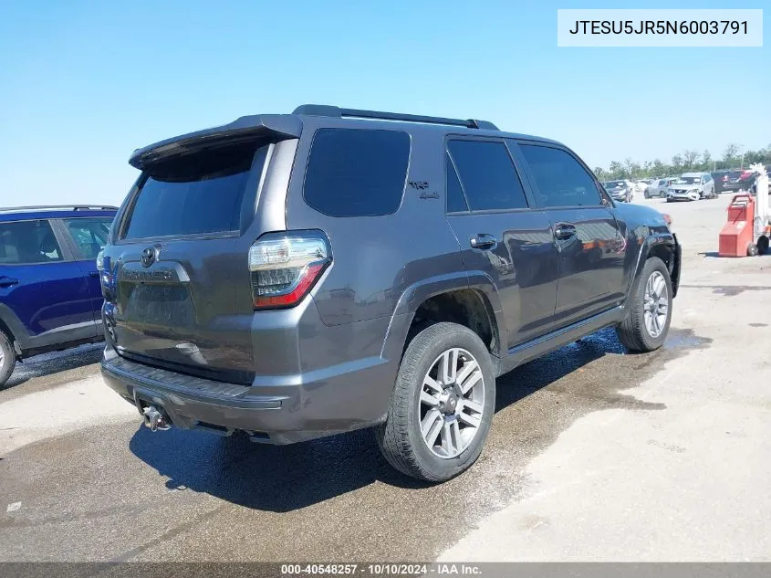 2022 Toyota 4Runner Trd Sport VIN: JTESU5JR5N6003791 Lot: 40548257