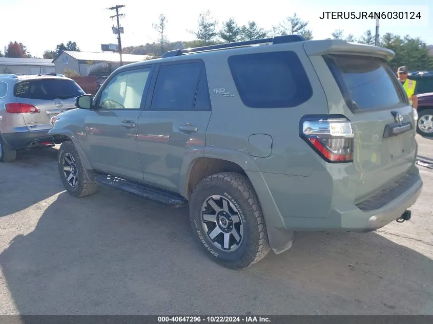 2022 Toyota 4Runner Trd Off Road Premium VIN: JTERU5JR4N6030124 Lot: 40647296