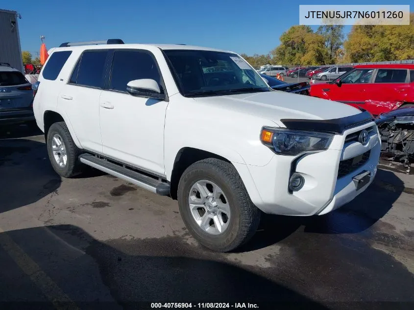 2022 Toyota 4Runner Sr5 Premium VIN: JTENU5JR7N6011260 Lot: 40756904