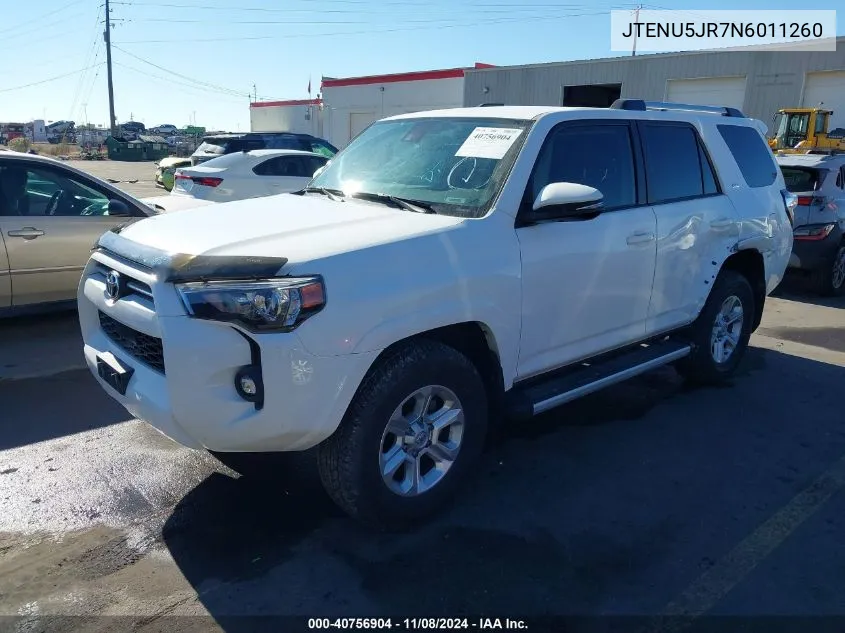 2022 Toyota 4Runner Sr5 Premium VIN: JTENU5JR7N6011260 Lot: 40756904