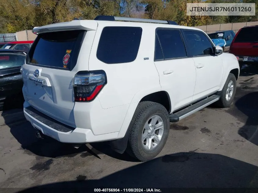 2022 Toyota 4Runner Sr5 Premium VIN: JTENU5JR7N6011260 Lot: 40756904