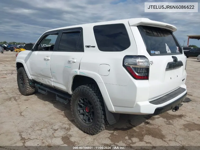 2022 Toyota 4Runner Trd Pro VIN: JTELU5JR6N6086622 Lot: 40784851