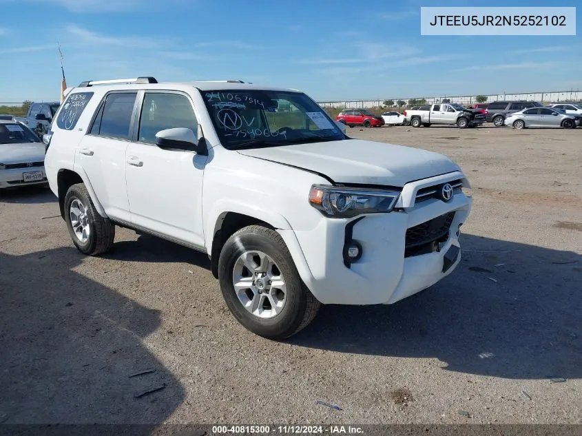 2022 Toyota 4Runner Sr5 VIN: JTEEU5JR2N5252102 Lot: 40815300