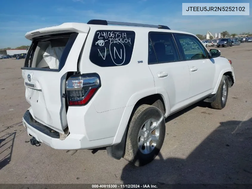 2022 Toyota 4Runner Sr5 VIN: JTEEU5JR2N5252102 Lot: 40815300