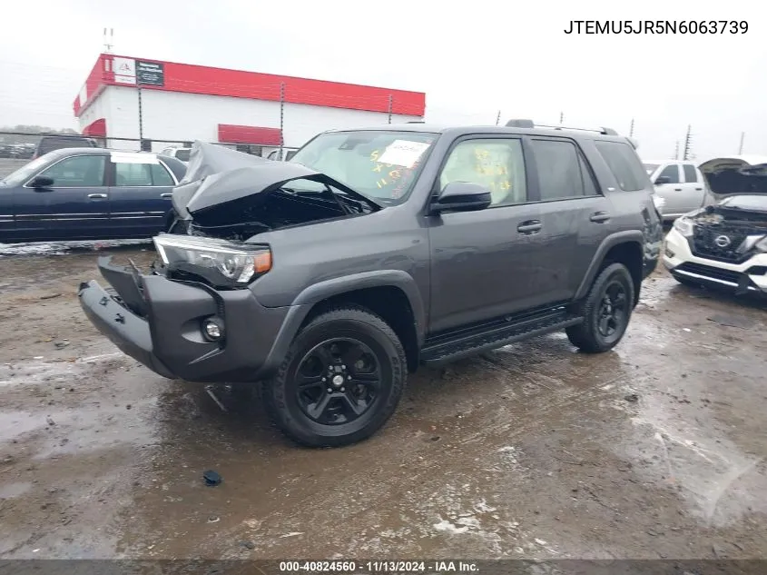 2022 Toyota 4Runner Sr5 VIN: JTEMU5JR5N6063739 Lot: 40824560