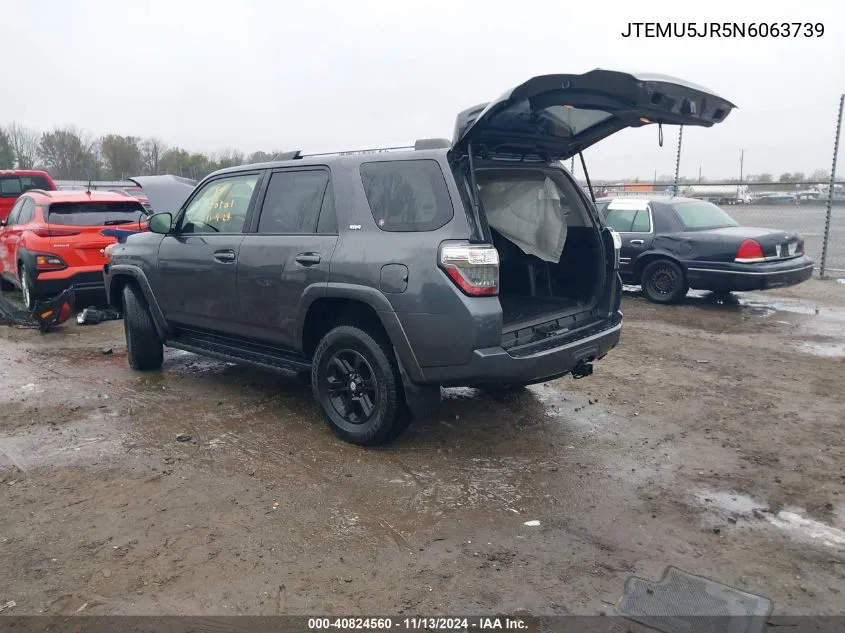 2022 Toyota 4Runner Sr5 VIN: JTEMU5JR5N6063739 Lot: 40824560