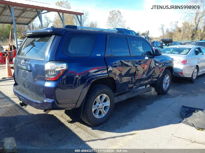 2022 Toyota 4Runner Sr5 Premium VIN: JTENU5JR8N5998909 Lot: 40843277