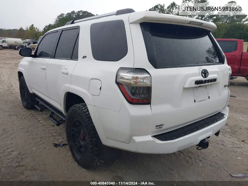 2022 Toyota 4Runner Sr5 Premium VIN: JTENU5JR6N5983860 Lot: 40843340