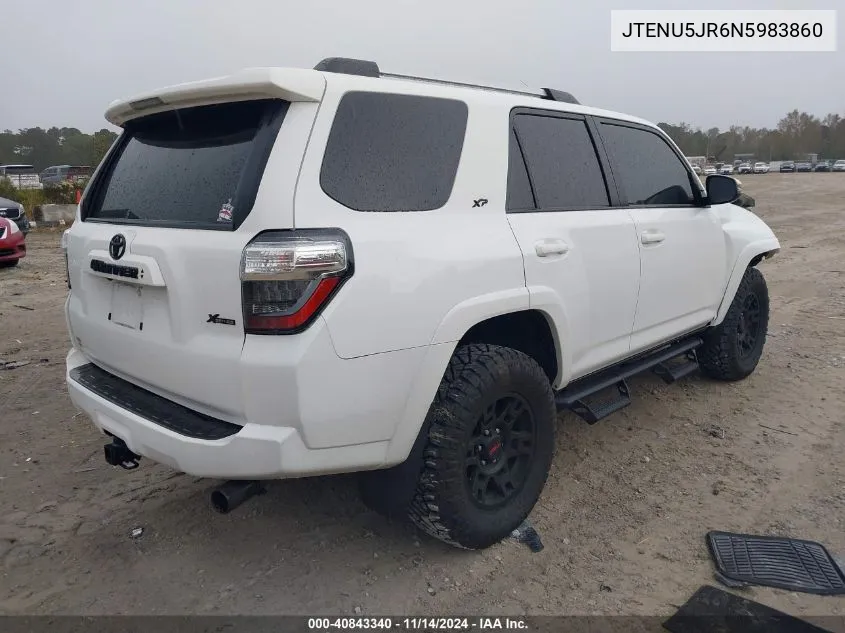 2022 Toyota 4Runner Sr5 Premium VIN: JTENU5JR6N5983860 Lot: 40843340