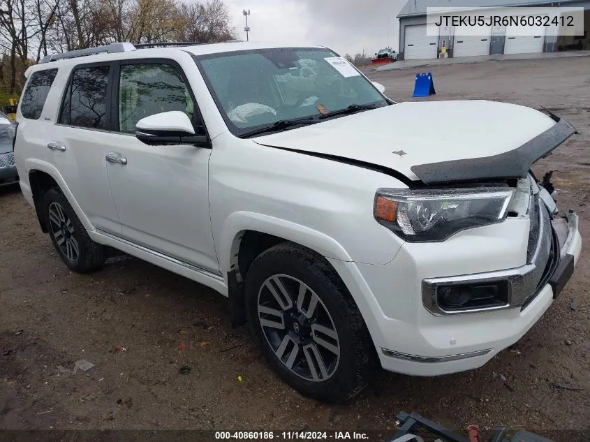 2022 Toyota 4Runner Limited VIN: JTEKU5JR6N6032412 Lot: 40860186