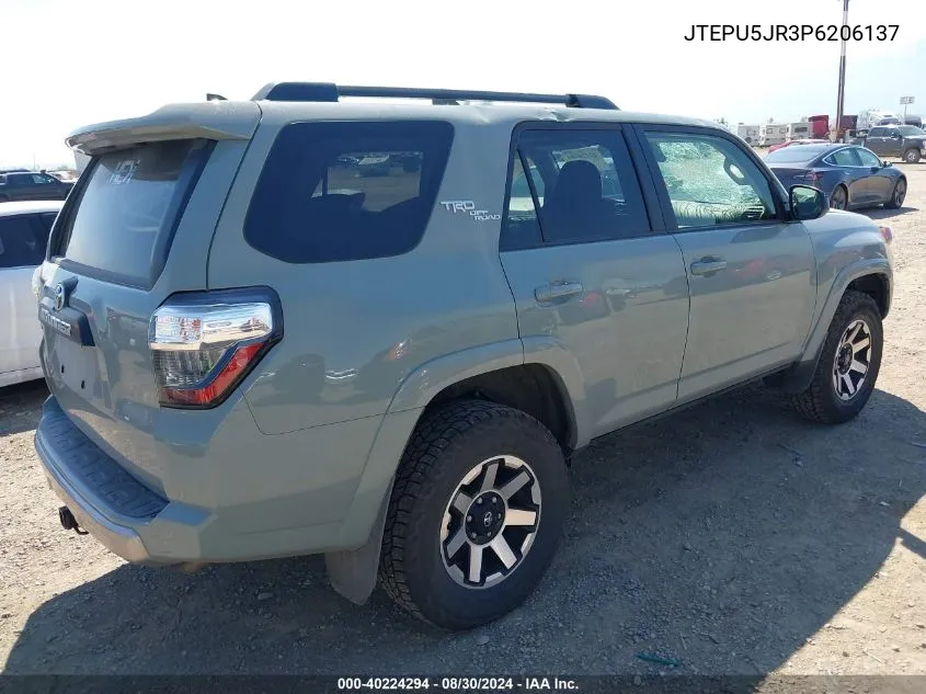 2023 Toyota 4Runner Trd Off Road VIN: JTEPU5JR3P6206137 Lot: 40224294