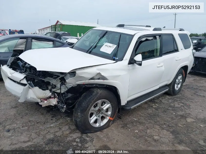 2023 Toyota 4Runner Sr5 Premium VIN: JTEFU5JR0P5292153 Lot: 40428077