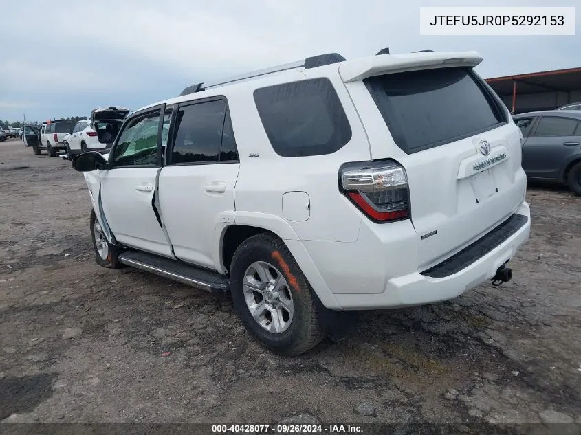 2023 Toyota 4Runner Sr5 Premium VIN: JTEFU5JR0P5292153 Lot: 40428077