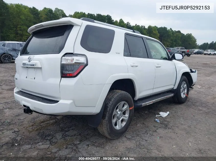 2023 Toyota 4Runner Sr5 Premium VIN: JTEFU5JR0P5292153 Lot: 40428077