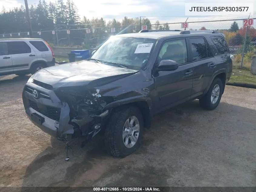 2023 Toyota 4Runner Sr5 VIN: JTEEU5JR5P5303577 Lot: 40712685