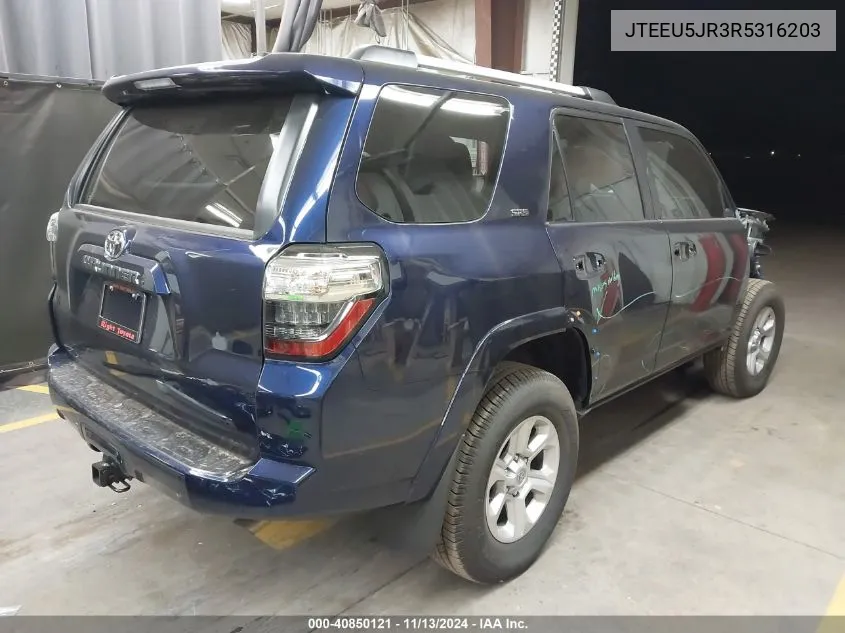 2024 Toyota 4Runner Sr5 VIN: JTEEU5JR3R5316203 Lot: 40850121