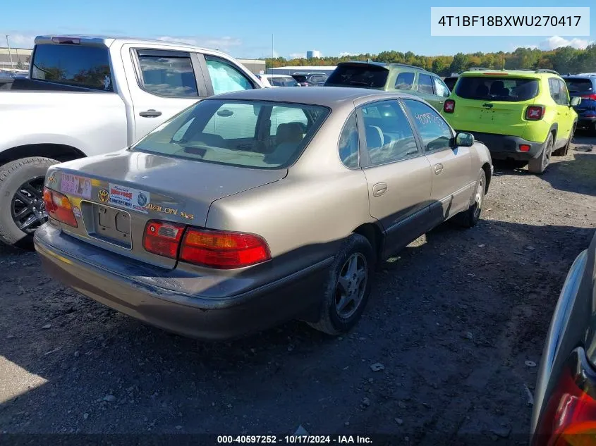 1998 Toyota Avalon Xls VIN: 4T1BF18BXWU270417 Lot: 40597252