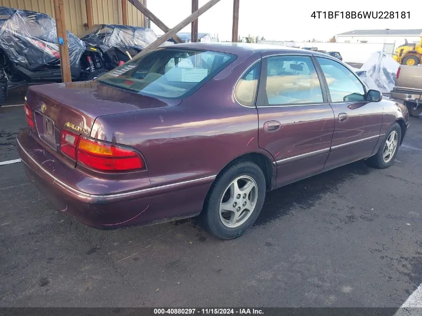 1998 Toyota Avalon Xl VIN: 4T1BF18B6WU228181 Lot: 40880297