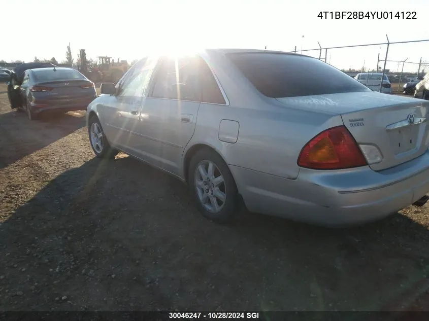 2000 Toyota Avalon Xl/Xls VIN: 4T1BF28B4YU014122 Lot: 30046247