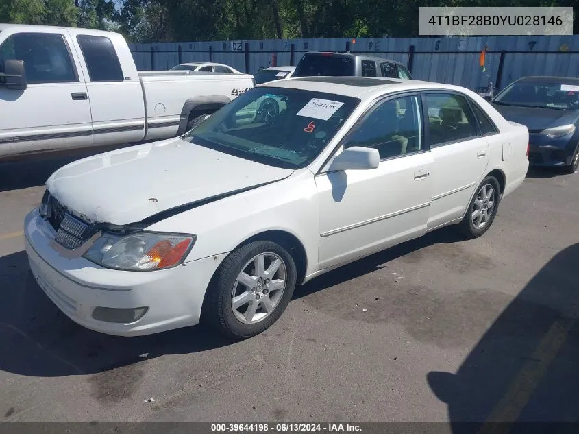 2000 Toyota Avalon Xls VIN: 4T1BF28B0YU028146 Lot: 39644198