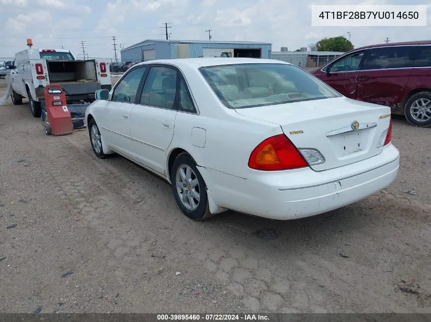 2000 Toyota Avalon Xls VIN: 4T1BF28B7YU014650 Lot: 39895460