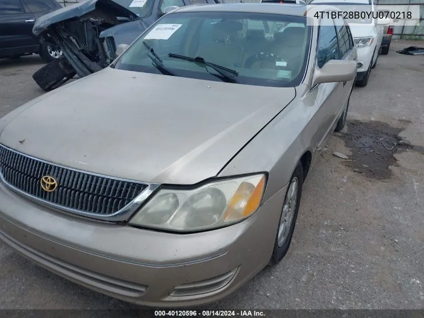 2000 Toyota Avalon Xl VIN: 4T1BF28B0YU070218 Lot: 40120596