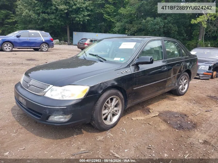 2000 Toyota Avalon Xls VIN: 4T1BF28B9YU024242 Lot: 40122953