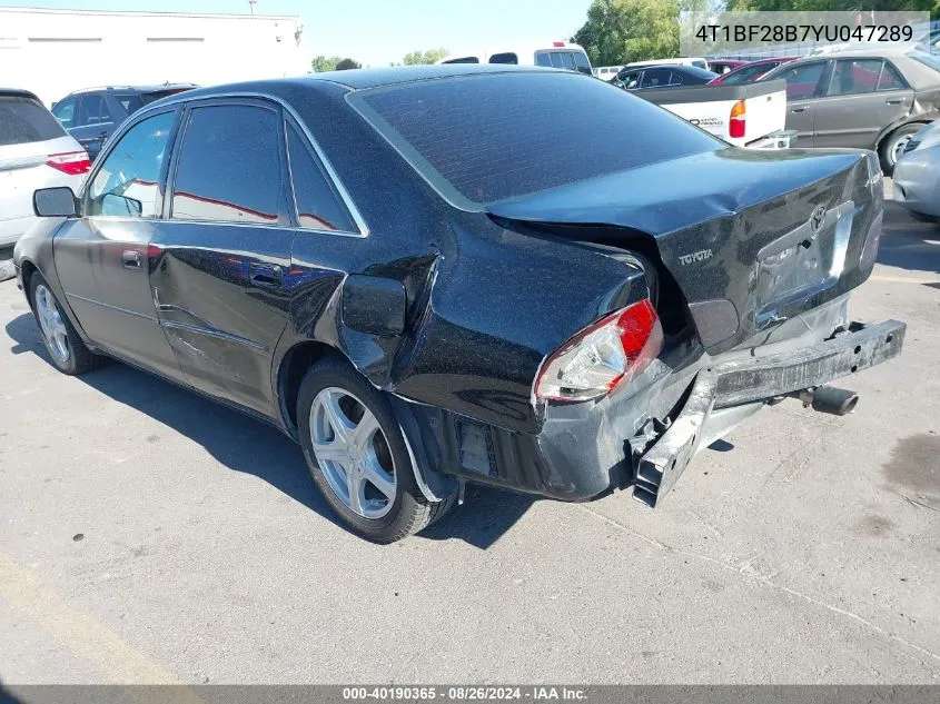 2000 Toyota Avalon Xls VIN: 4T1BF28B7YU047289 Lot: 40190365