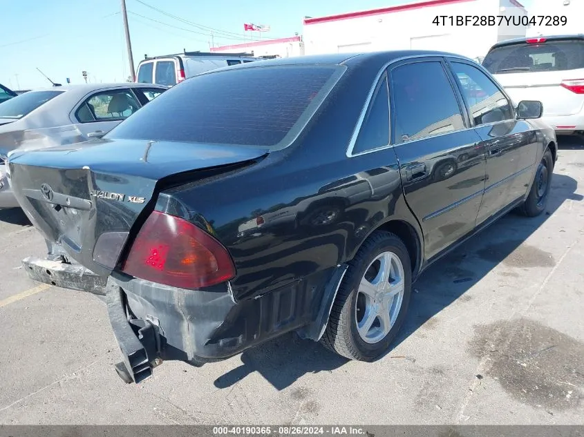 2000 Toyota Avalon Xls VIN: 4T1BF28B7YU047289 Lot: 40190365