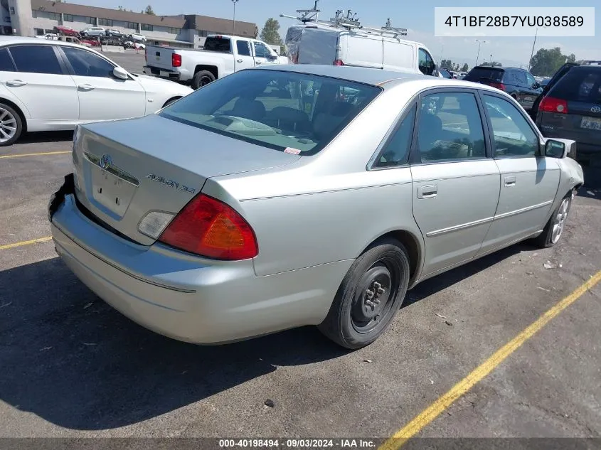 2000 Toyota Avalon Xls VIN: 4T1BF28B7YU038589 Lot: 40198494