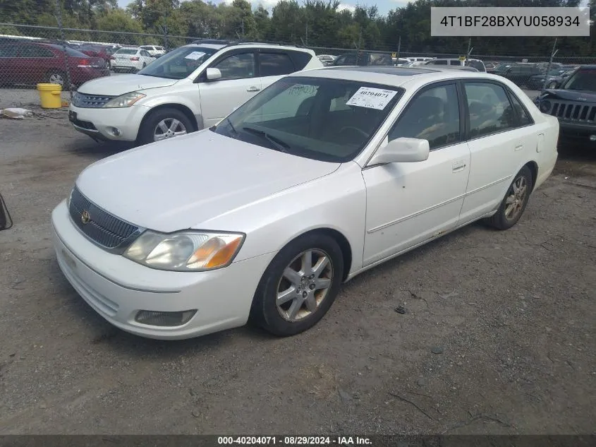 2000 Toyota Avalon Xls VIN: 4T1BF28BXYU058934 Lot: 40204071