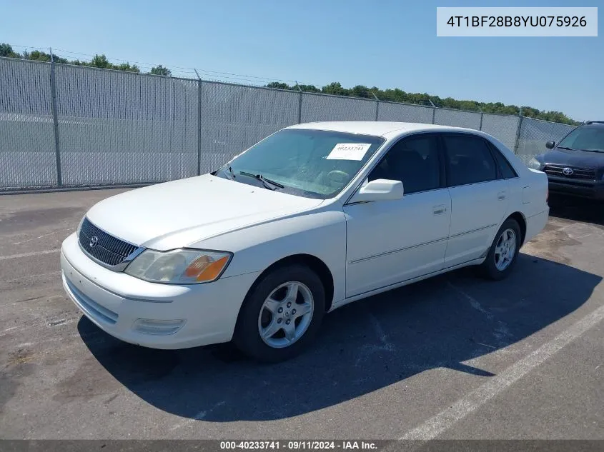 2000 Toyota Avalon Xl VIN: 4T1BF28B8YU075926 Lot: 40233741