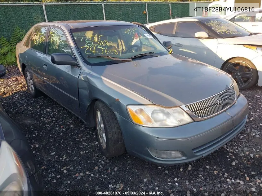 2000 Toyota Avalon Xls VIN: 4T1BF28B4YU106816 Lot: 40251970